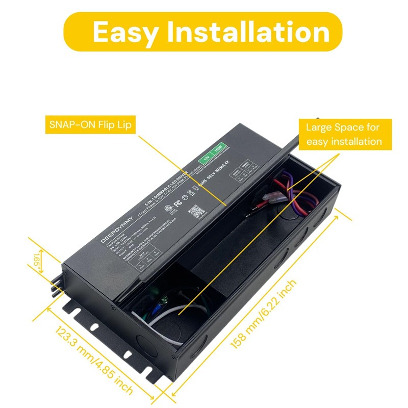 DEEPDYMMY 150W 12V Dimmable LED Driver,AC 110-277V to DC Transformer