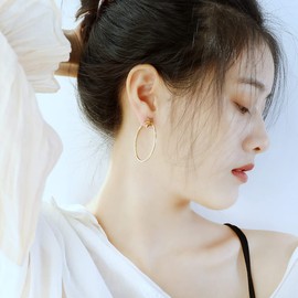 Caimeytie 1 piece, stainless steel hoop earrings for women and girls, gold-plated earrings in different shapes, gifts for women, Stainless Steel