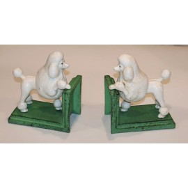 Unbranded Pair of Cast Iron White Standard Poodle Bookends Heavy