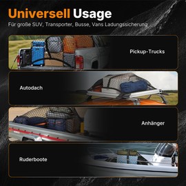 Fit4drive 120 x 120 Luggage Net Car Boot Net for Large SUV, Transporter, Buses, Vans, Load Safe Boot Net