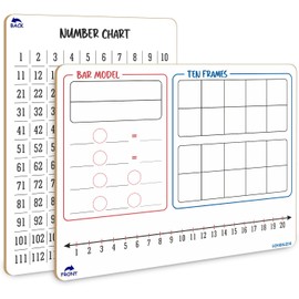 SCRIBBLEDO Bar Model, Ten Frame & Number Line 9x12 Double-Sided Dry Erase Math Manipulatives Board 1–120 Number Chart Reusable Whiteboard for Teacher Classroom Homeschool & Early Math Practice
