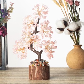 XIANNVXI Rose Quartz Crystal Tree Pink Rose Quartz Tree of Life Pink Ornaments for Bedroom Pink Decorations Pink Room Decor Pink Bedroom Accessories Money Tree
