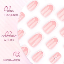 French Tip Press-On Nails with White Bow Accent – 24PCS Medium Square False Nails in 12 Sizes, Reusable with Glue, Elegant DIY Manicure for Women & Girls (White Bow)