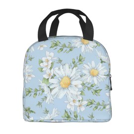 Duduho Daisies Floral And Wildflowers Lunch Bag Compact Tote Bag Reusable Lunch Box Container For Women Men School Office Work, 6l