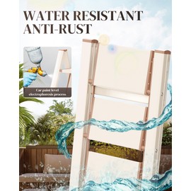 GameGem 4 Step Ladder, Folding Step Stool with Wider Pedal, Anti-Slip Feet & Non Slip Stripes, Aluminum Sturdy Material, 300Lbs Capacity, Elegant Look of Cream Chocolate Better Matches Your Home