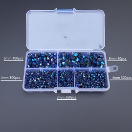 Chengmu Clear Blue Bicone Glass Beads for Jewelry Making, Faceted Crytal Spacer Beads for Bracelet Necklace Earring (3mm 4mm 6mm 8mm Mixed Sizes, 1040pcs)