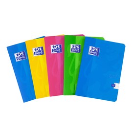 Oxford Touch A5 Premium Exercise Books, 8mm Lined, 120 Pages, Assorted Colours, Pack of 5