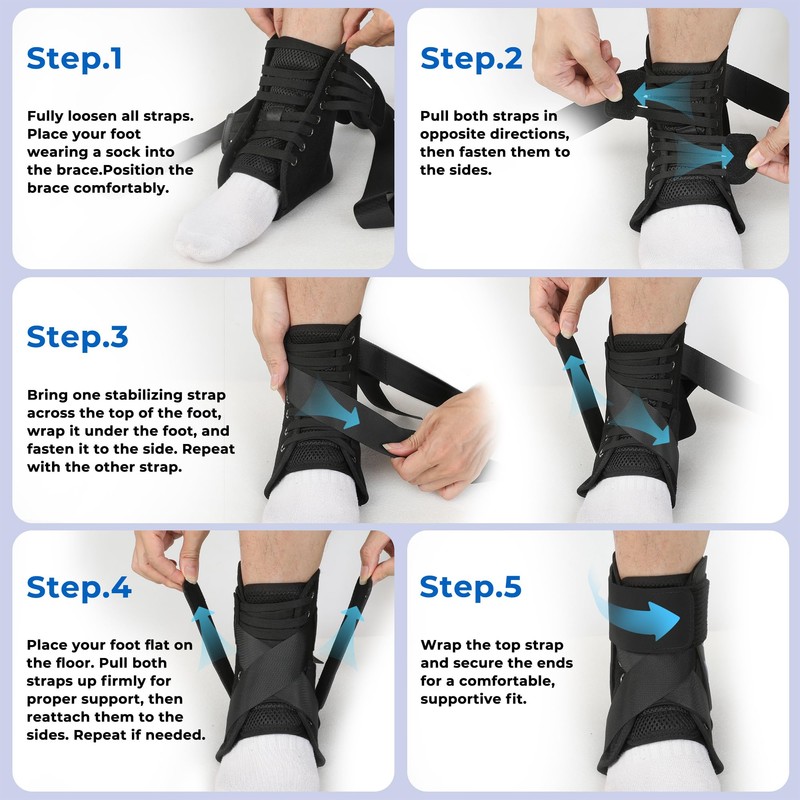 Ankle Brace for Men & Women, Adjustable Lace-Up Ankle Support