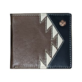 HOOEY Bi-Fold Leather Men's Wallet (Aztec Inlay - Ivory)
