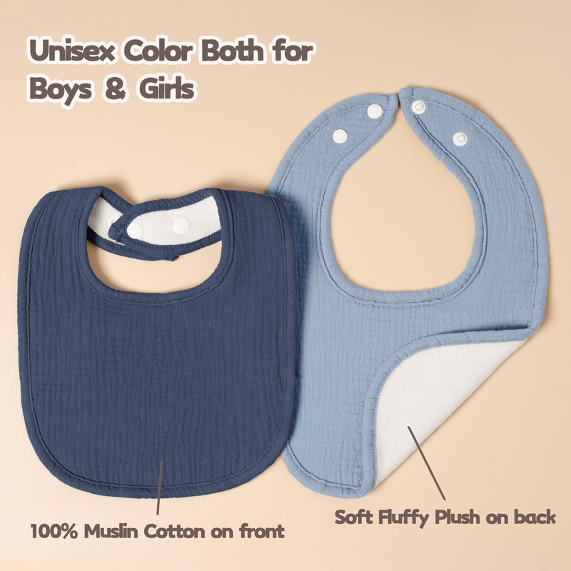 Susurration Muslin Baby Drool Bibs 8Pack Soft Square Adjustable Baby