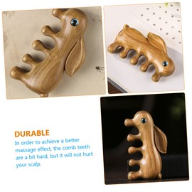 BIUDECO Anti-static Wooden Scalp Massage Comb Dandruff Hair Comb Stylish Bunny Shape for Women