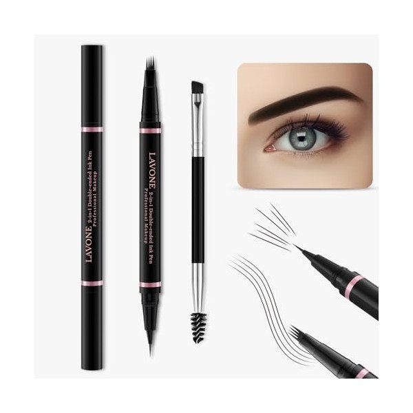 Eyebrow Pencil,2-in-1 Waterproof Eyebrow Pen with 4 Tip Brow Pen