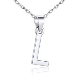 SILVERCUTE Sterling Silver Name Chain Initial L Necklace For Women Girls Letter Pendant Choker Necklaces Jewellery
