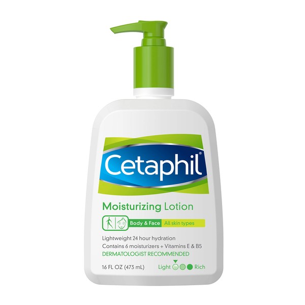 Body Moisturizer by Cetaphil, Hydrating Moisturizing Lotion for All Skin Types, Suitable for Sensitive Skin, 16 oz, Fragrance Free, Hypoallergenic, Non-Comedogenic