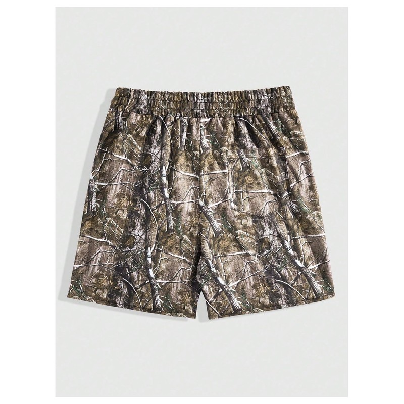 VIPWOLF Men's Camo Shorts Y2K Letter Graphic SweatShorts Drippy Streetwear