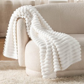 Bedsure Twin Blanket for Couch - Super Soft Cozy Blankets for Women, Cute Small Fleece Blanket for Girls, White, 60x80 Inches