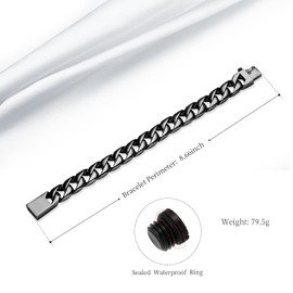 VCCWYQK Cremation Urn Bracelet for Human Ashes for Men Cube Link Bracelet Cremation Jewellery for Ashes Urn Keepsake Memorial Ash Holder Bracelet, Stainless Steel, No Gemstone