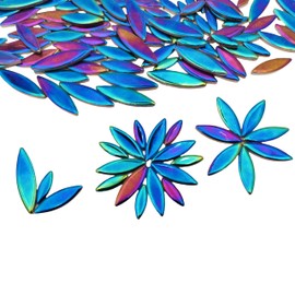 Leaf Petal Ceramic Mosaic Tiles for Crafts, 500g/1.1LB Irregular Mosaic Pieces, Petal Mosaic Tiles DIY Mosaic Making Stones for Craft Hobby Arts Wall Decoration (Iridescent Rainbow Black)