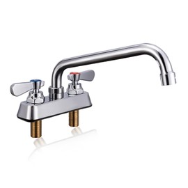 Sepaitek Leak-Free Commercial Kitchen Sink Faucet 4 inch Center 2 Hole, Commercial Hand Wash Sink Faucet 10" Spread Spout Deck Mount, Laundry Tub Utility Sink Bar, Brass