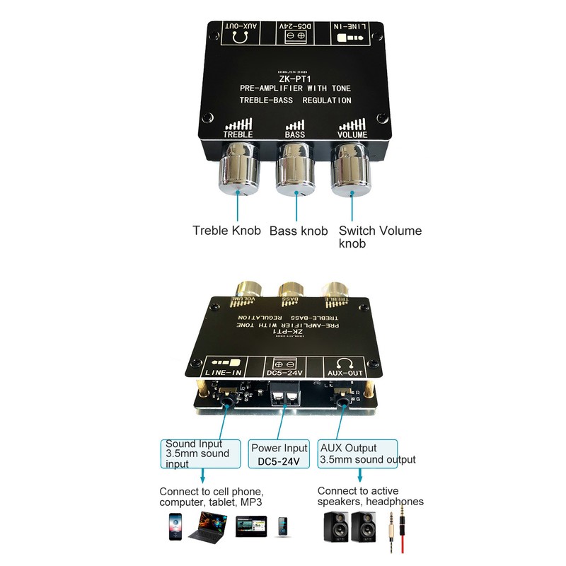 ZK PT1 Wireless BT 5.0 Decoder Board 2 Channel Stereo
