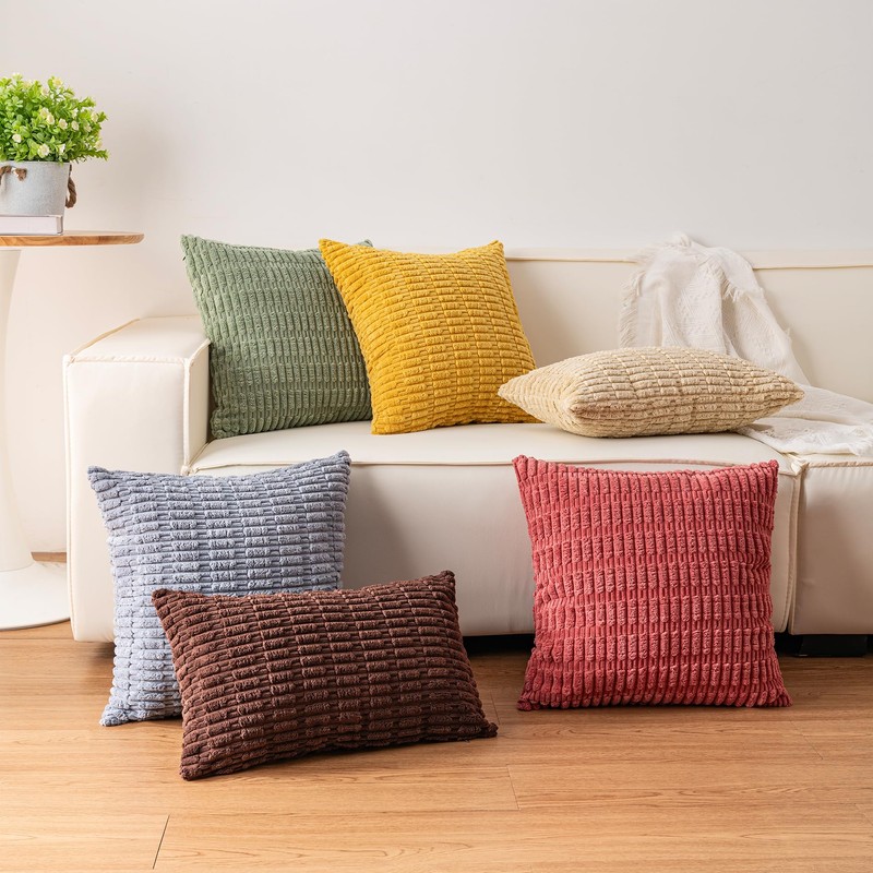 Aegero Pack of 2 Corduroy Decorative Throw Pillow Covers 20x20