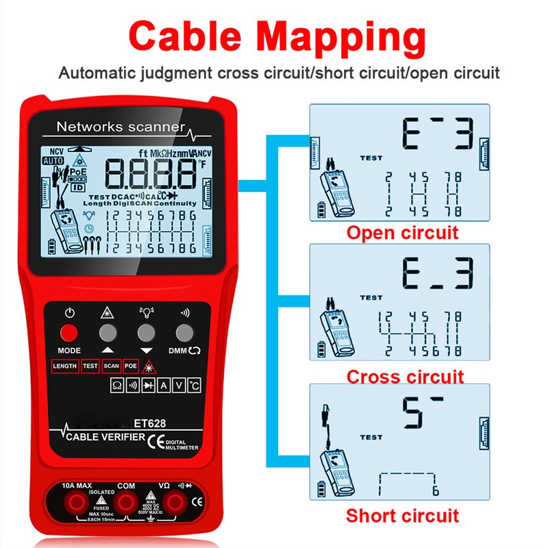 Network Cable Tester Tracer Kit Multifunctional CAT5 CAT6 Ethernet Wire