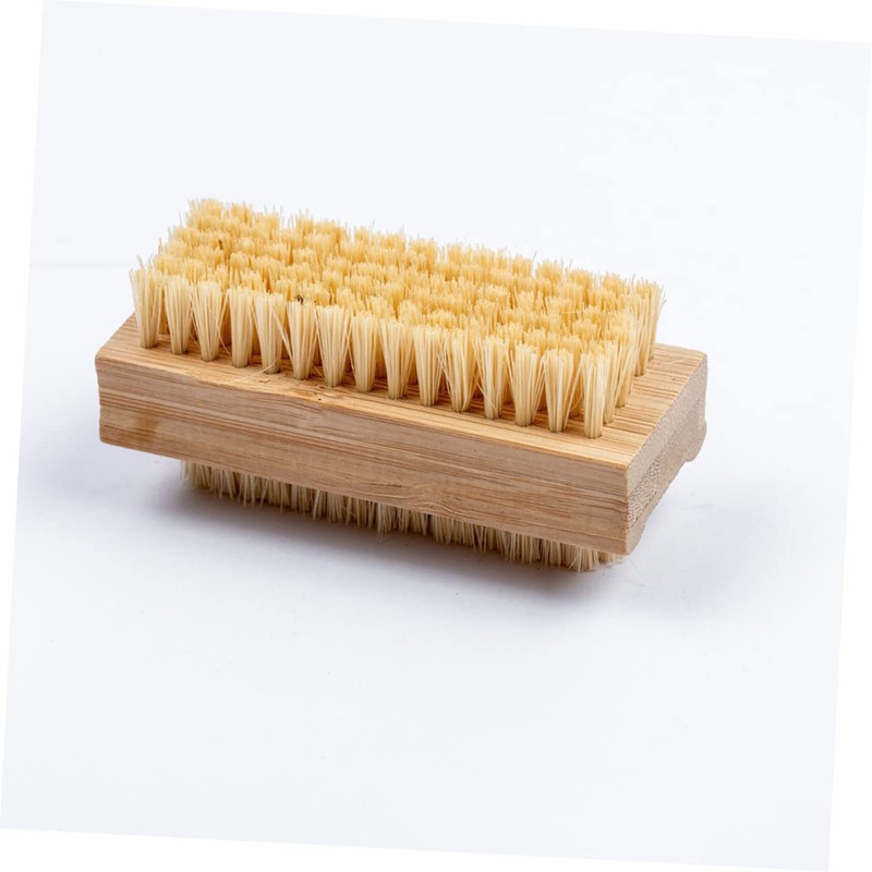 OHPHCALL 2pcs Bamboo Nail Brush Double-sided Cleaning Tool with Sturdy
