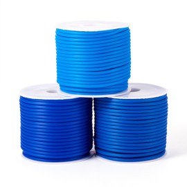 PandaHall Hollow Tube Rubber Slots 2mm Knitting Mesh Holder Cords Blue Tube Hairdressing Cord with 1mm Hole for DIY Bracelets Crafts Jewelry Making 30M