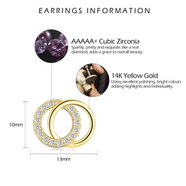Gold Earrings for Women Girls, Double Hoops Studs with Tiny Cubic Zirconia | Dainty Sleeper Hypoallergenic Earrings, Jewellery Christmas Birthday Gifts