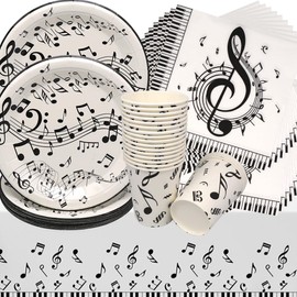 Music Birthday Decoration, Doyomtoy 61 Pieces Music Notes Party Tableware Set Love Music Birthday Party Set Birthday Plates Cups Napkins for Birthday Party Decoration
