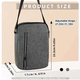FuninCrea Small Men's Messenger Bag 4 Layer Pockets Casual Mens Shoulder Bag Waterproof Small Crossbody Bags for Men Sling Bags with Zipper and Adjustable Shoulder Strap (Grey-Business)