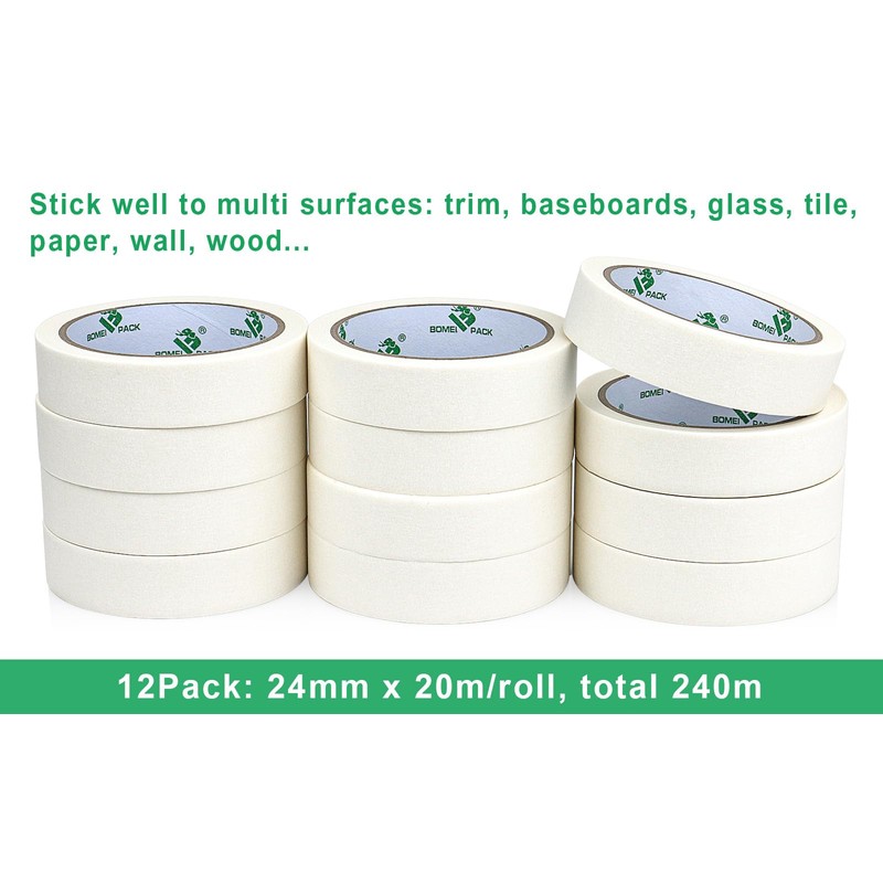 BOMEI PACK White Masking Tape Decorative Writable White Painters Tape