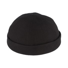 Bullani Summer Docker Cap 100% Linen Sailor Hat Made in Germany - Comfortable & Skin-friendly Customisable - Black , size: 63