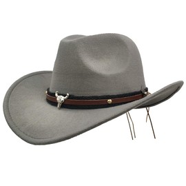 IFSUN Men & Women's Fur Felt Cowboy Hat Wide Brim Western Outback Grey
