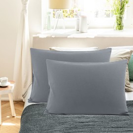 PiccoCasa Pack of 2 cushion covers, 40 x 60 cm, super soft pillowcase, cushion covers with envelope closure, made of microfibre pillowcase, dark grey