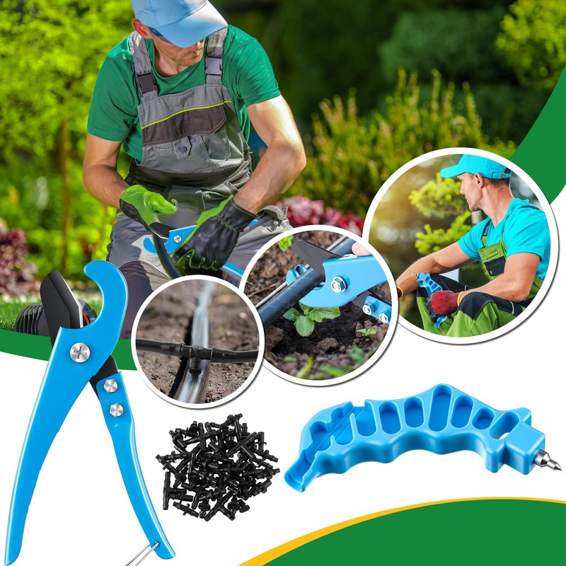 Feekoon Drip Irrigation Tools Tubing Cutter with Plugs, 2 in
