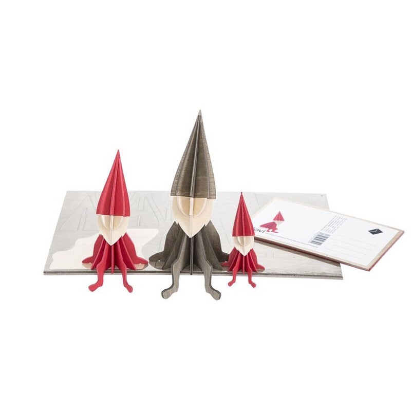 LOVI Medium Wooden Elf Postcard - Grey - 12 cm