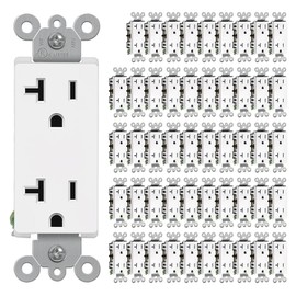 CML 20 Amp Decorator Wall Receptacle, Decor Electrical Outlets, 20A/125V, Residential and Commercial Use, Non-Tamper-Resistant, UL Listed, White, 50 Pack