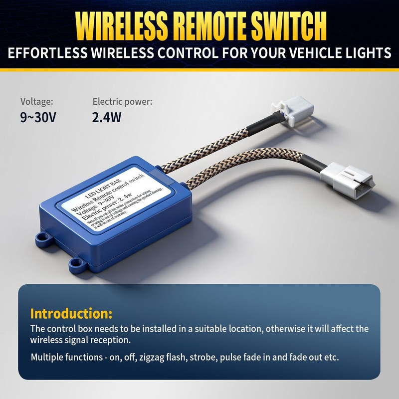 JHE LED Light Bar Remote Control Switch 2KEYS,Relay Wiring Harness