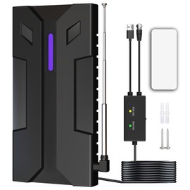 TV Aerial - Freeview Digital TV Antenna Indoor with Strong Signal UK 300+ Miles Range Smart TV Aerials Outdoor Support VHF/UHF/DAB Radio/4K/1080P (HE06)