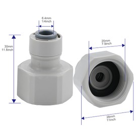 1/4” to 1/2” Male/Female RO Water Filter Fitting Adaptor Quick Push Fit Tap Adaptor Pipe Fittings Connector for Water Purifiers Drinking Fountains Water Filters