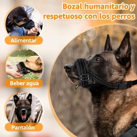 SlowTon Bozal para Perro Grande, Bozal de Transpirable Suave con Correa Conexión Ajustable Cómodo Seguro Secado Rápido Bozal para Perro Mediano Cubrir la Boca Evitar Masticar Ladrar