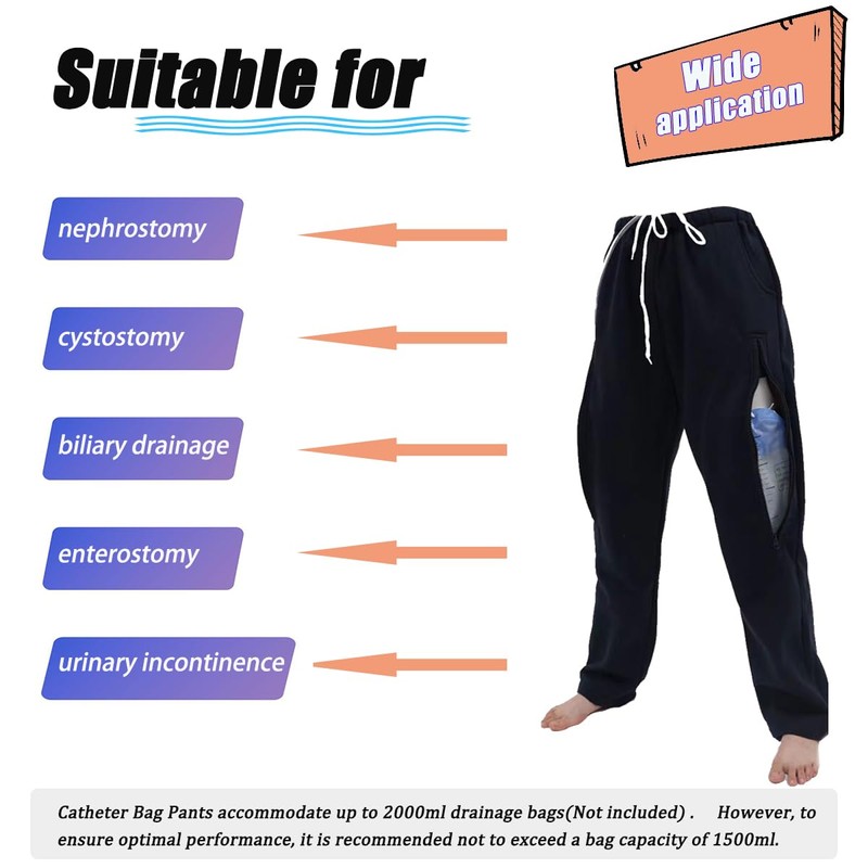 Lmaray Catheter Leg Pants Hold 2 Larger Urine Bags -