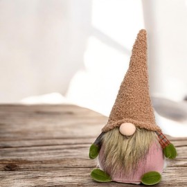 MIJOMA Decorative Christmas Gnome - 30 cm High, Scandinavian Christmas Decoration, Decorative Figure for Winter & Advent, Cuddly Decoration Made of Polyester, Ideal for Festive Decoration (Brown-Pink)