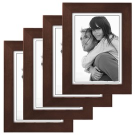 Malden 5x7 Picture Frame, Wide Real Wood Molding, Real Glass, Dark Walnut, Pack of 4