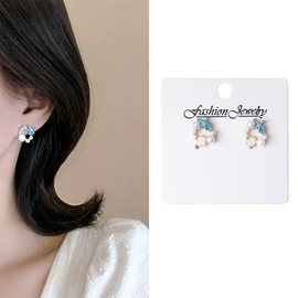 Starfish Earrings for Women Girls Nautical Beach Earrings Shell Wedding Pearl Earrings for Women Girls Blue Starfish Earrings Ocean Pearl Earrings for Women Girls Seashell Starfish Earrings