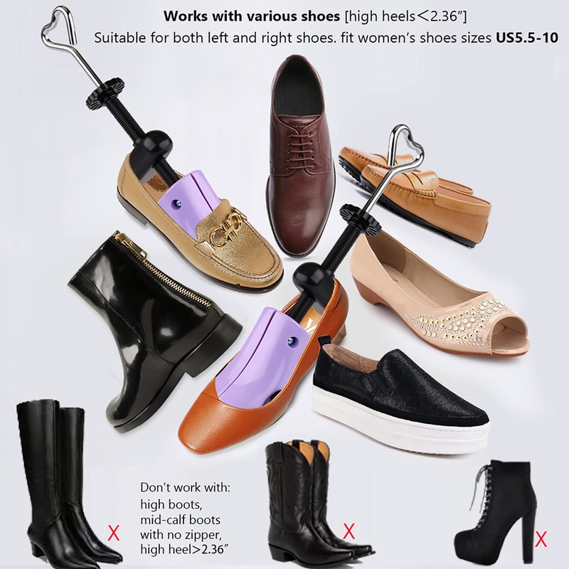 Shoe Stretcher Women, Plastic Pair of 4-way Adjustable Shoe Expander