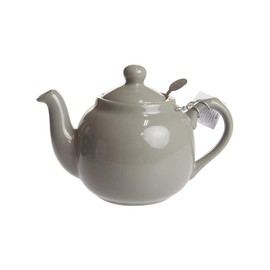 LONDON POTTERY FARM HOUSE ENVERHELK TEA POT FOR HOME USE 2 Cups 20.1 fl oz (600 ml), Gray Stoneware, Cute Round Shape with Stainless Steel Fine Tea Strainer