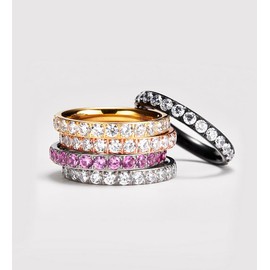 TIGRADE 3mm Women Titanium Engagement Ring Cubic Zirconia Eternity Wedding Band Size 3-13.5, Rose Gold, Size 12.5