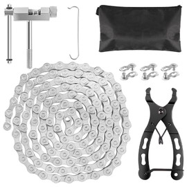 Muyohix Bicycle Chain 6/7/8 Speed Bicycle Chain 1/2 x 3/32 Inch 116 Links Bicycle Chain Stainless Steel Tool with Chain Breaker, Bicycle Chain Pliers, 3 Pairs Chain Lock for Road Bike Mountain Bike